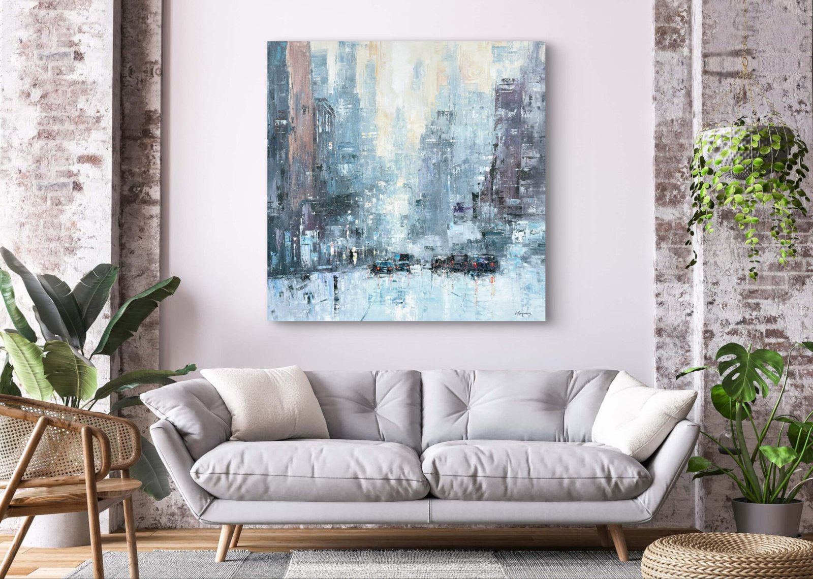 C052 (3) Cityscape 47x47" - Image 3